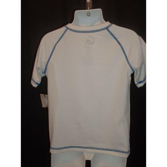 OP UPF 50+ Boys Girls White Rash Guard Sun Swim Beach Blue Size 24 Month Mos - Picture 3 of 4